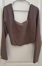 Abercrombie  Fitch Women's Corset Long Sleeve Top Y2K Size XL Brown Taupe