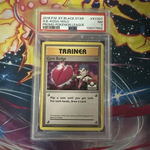 Pokemon Gym Badge Koga Pokemon League Black Star Holo Promo XY207 PSA 7