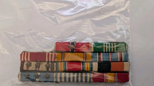 Lot Of US Military Ribbon Bars. Embroidered, Hand Made, Plastic Covered WW2-VN