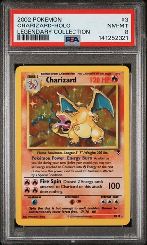 2002 POKEMON LEGENDARY COLLECTION #3 CHARIZARD-HOLO PSA 8