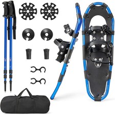 Lightweight 30 Inch Terrain Snowshoes with Trekking Poles, 4-in-1 Winter Outdoor