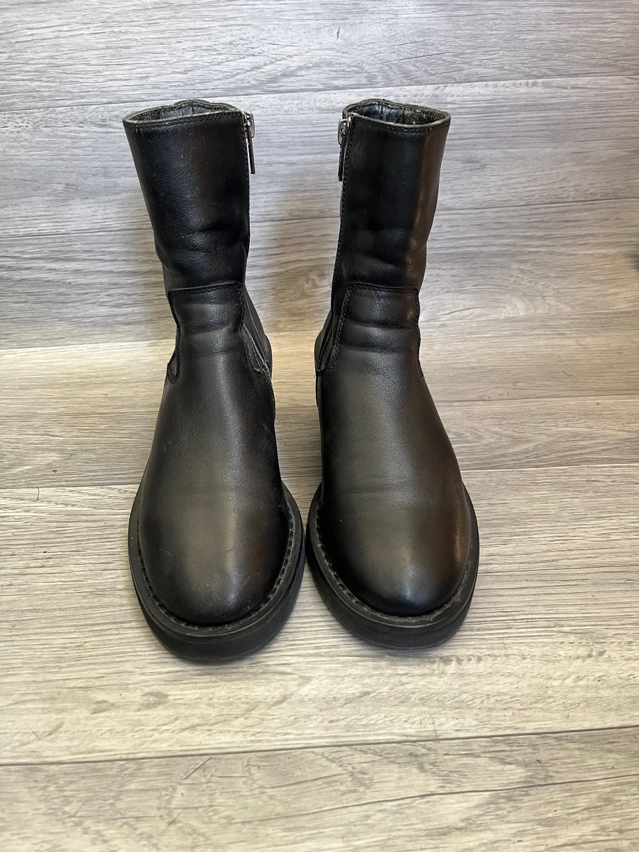 Ann demeulemeester black leather avant garde, grunge heel zipper