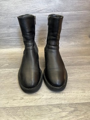 Ann demeulemeester black leather avant garde, grunge heel zipper