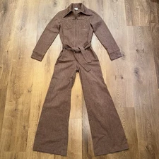 Vtg 60s 70s Jumpsuit Bell Bottom One Piece Leisure Jump suit Disco Mod Womens 7