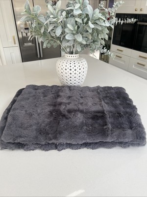 Cozee Home Textured Faux Fur Throw Charcoal Grey New Luxe Rrp £63