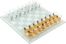 True Shot Glass Chess Game, Board with Pieces, Clear...