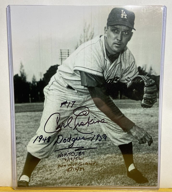 LA Dodgers Carl Erskine 8x10 Photo Autographed-Inscribed 