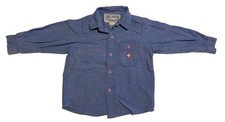 Vintage Bugle Boy 18M Blue Chambray Button Down Toddler Boys Collared Shirt