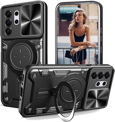 Samsung Galaxy S26 Ultra Rugged Case with Slide Camera Lens Cover, JS Black