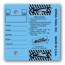 Genuine Versa-Tag Key Tags – Half-Pack - 125 Key Tags & Key Rings per Box Blue