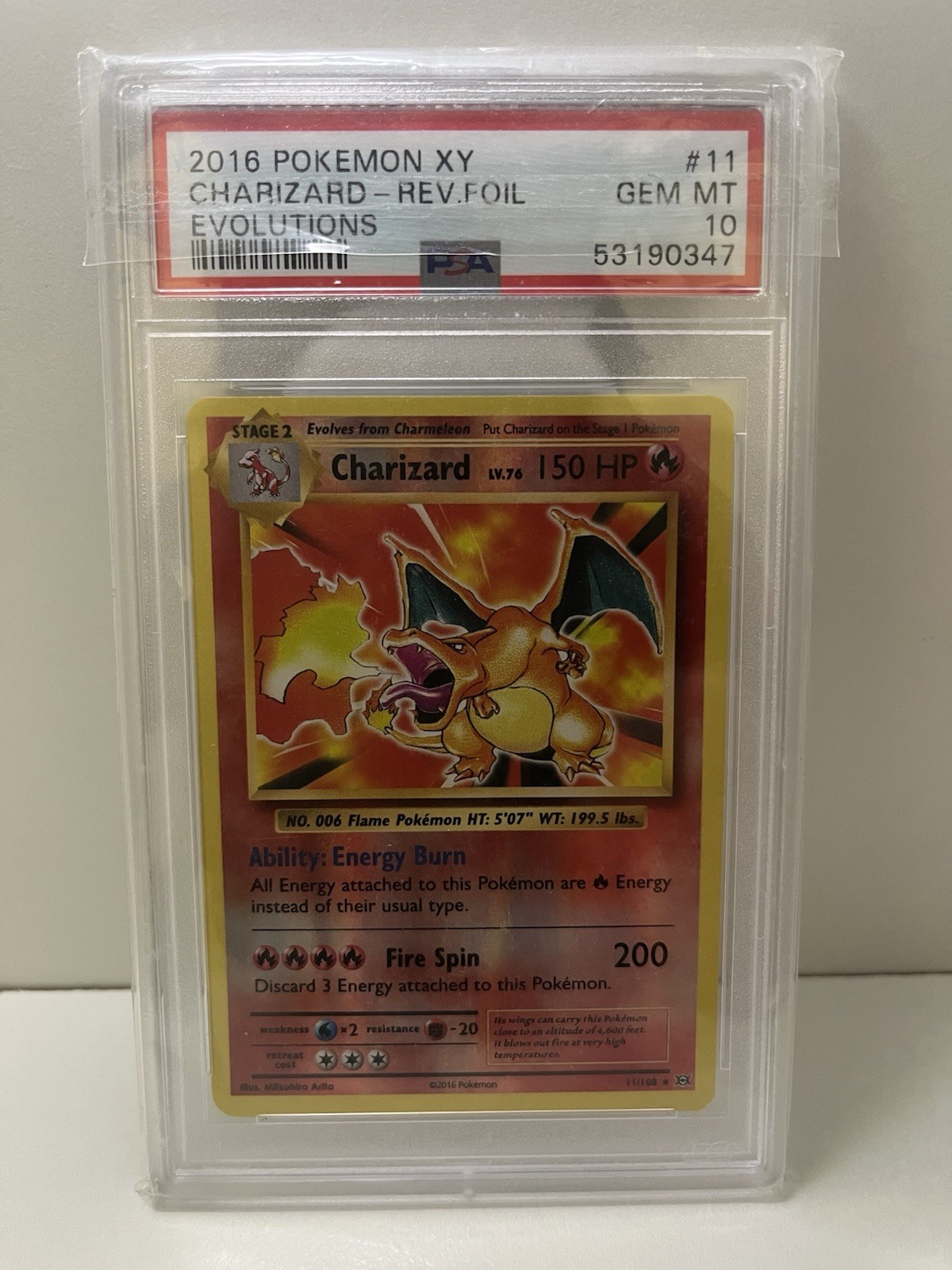 Pokémon TCG Charizard 11/108 Rare Reverse Holo XY: Evolutions PSA Graded 10
