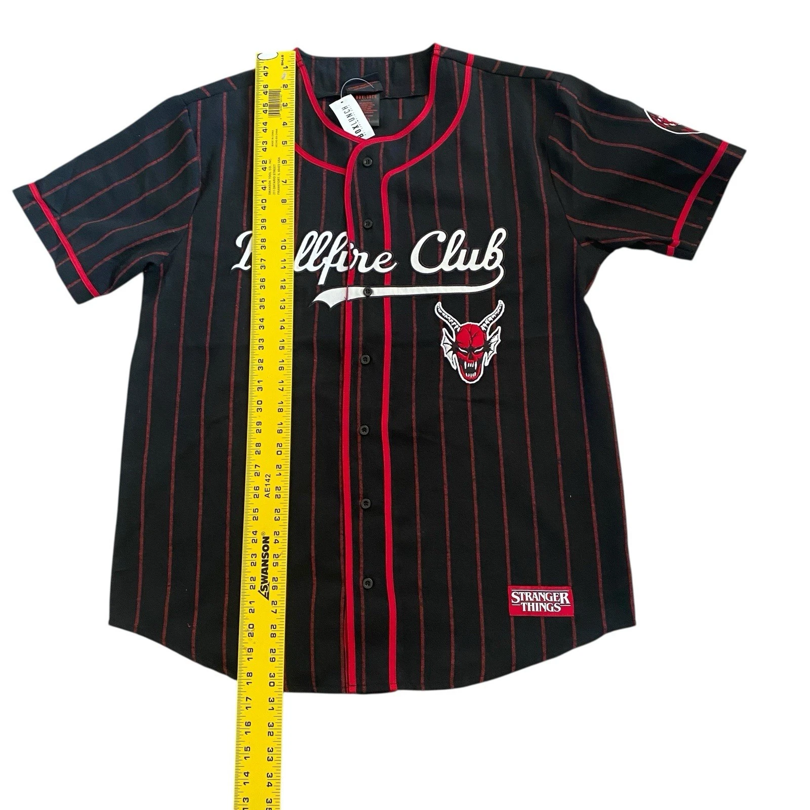 Stranger Things Hellfire Club Striped Baseball Jersey