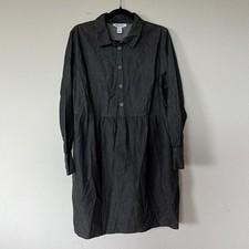 NWT Nine West Charcoal Denim Button Up Dress Size L