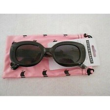 Foster Grant Oversized Black Sunglasses With Cat Print Pink Pouch