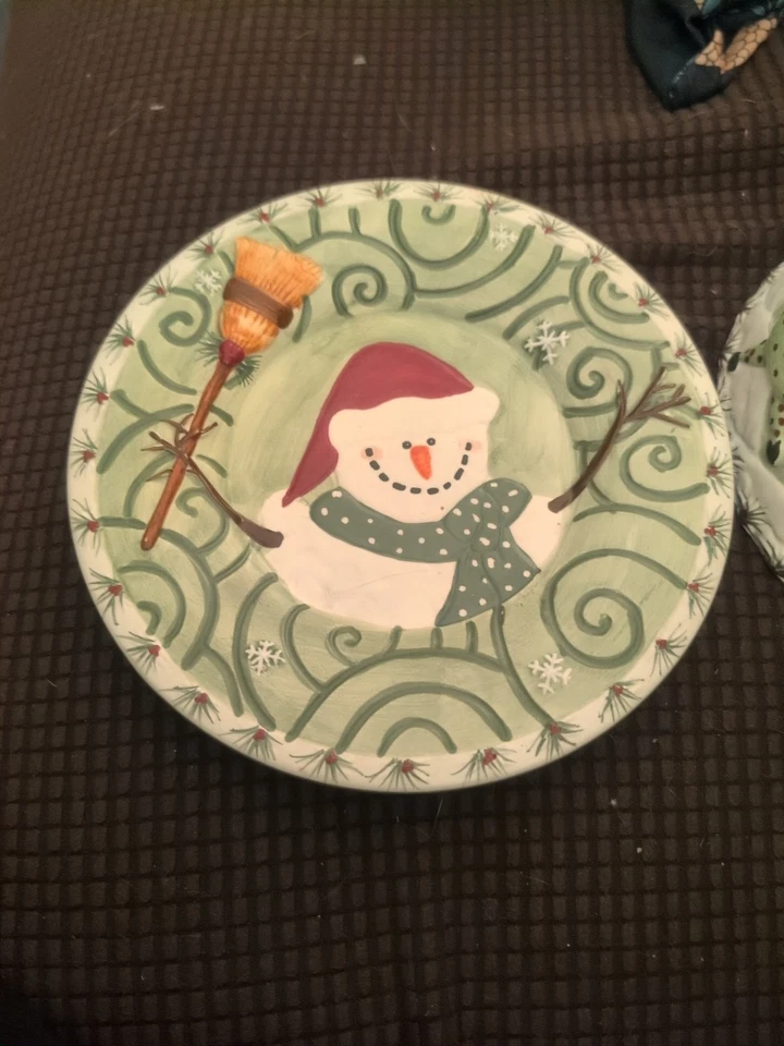 Yankee Candle Cerámica Sombra Topper Plato a Juego Muñecos de Nieve Vacaciones Invierno Nieve Foto 2 de 4