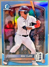 2025 Bowman Draft Prospect Max Clark Sky Blue Chrome Refractor BDC-48 Detroit