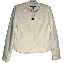 White House Black Market NWT Womens Size 8 Ivory Tweed Jacket Butterfly Lining