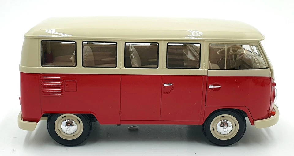 Welly 1/18 Scale Diecast 18054GW - 1963 Volkswagen T1 Bus - Red Cream - Image 4 of 4