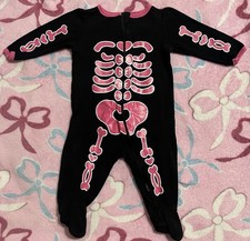 Halloween Skeleton Sleepwear One Piece For 6-9 Months Black and Pink