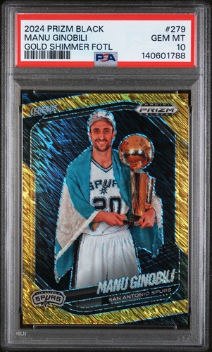 Manu Ginobili /10 Gold Shimmer FOTL PSA 10 GEM MINT 2024 Prizm Black #279
