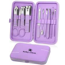 Manicure Set, Travel Mini Nail Clippers Kit Pedicure Care Tools, 10Pcs Stainless