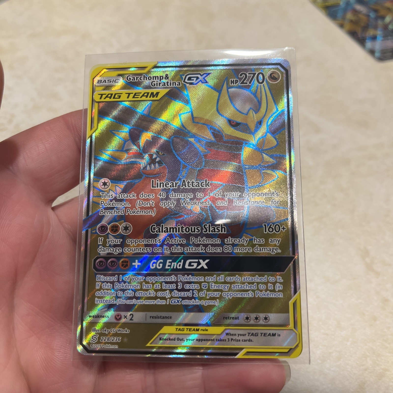 Pokemon Garchomp & Giratina GX Tag Team Full Art 228/236 Unified Minds