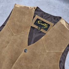 Scully Kids Youth XL Tan Suede Leather Western Vest Oklahoma State Seal Buttons