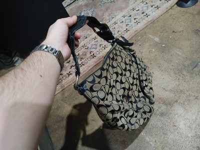 ヴィンテージ!!COACH ハンドバッグ Authentic Coach B06K - 6279 Signature Trim/Leather Hobo Purse