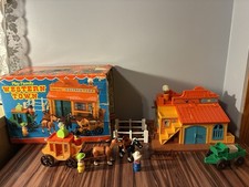 Vintage Fisher Price #934 Little People Play Family Western Town con scatola completa