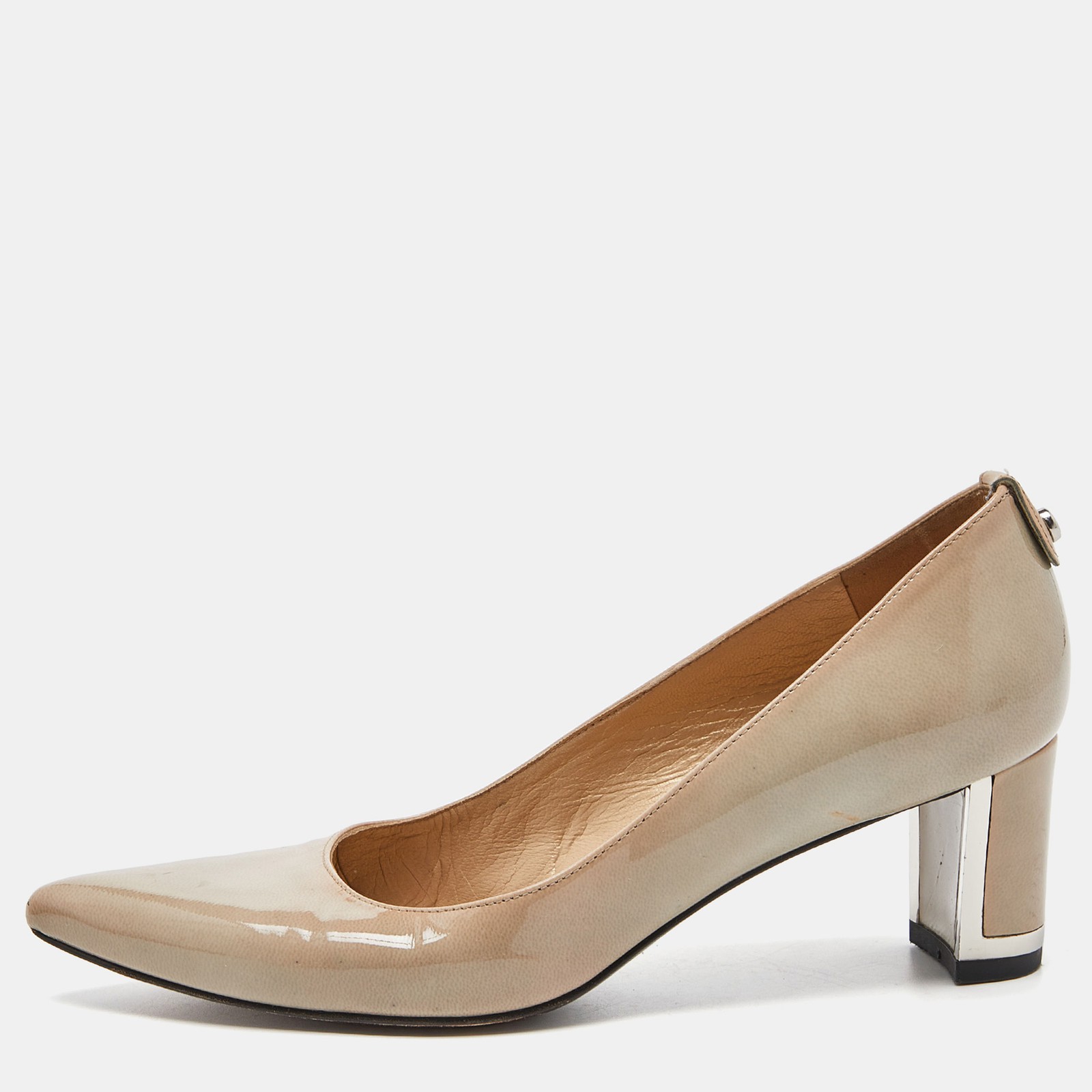 Stuart Weitzman Grey Patent Leather Pointed Toe Pumps Size 7.5