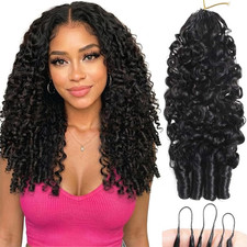 Burmese Curly Crochet Human Hair 20Inch 120G Knotless Pre-Separated Feather Huma