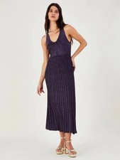 Monsoon Metalic Billie Metallic Stretch Midi Dress Size Medium ( Uk 12-14)