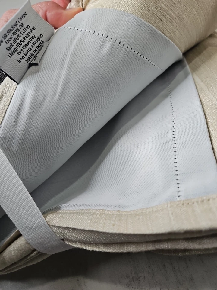 Quince Raw Silk Curtain Panel In Sand 48x108" Blackout (4633) - Image 4 of 4