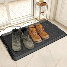 Heavy Duty Boot Tray Large Shoe Mat Entryway Waterproof Rubber 16x32 Inch Black