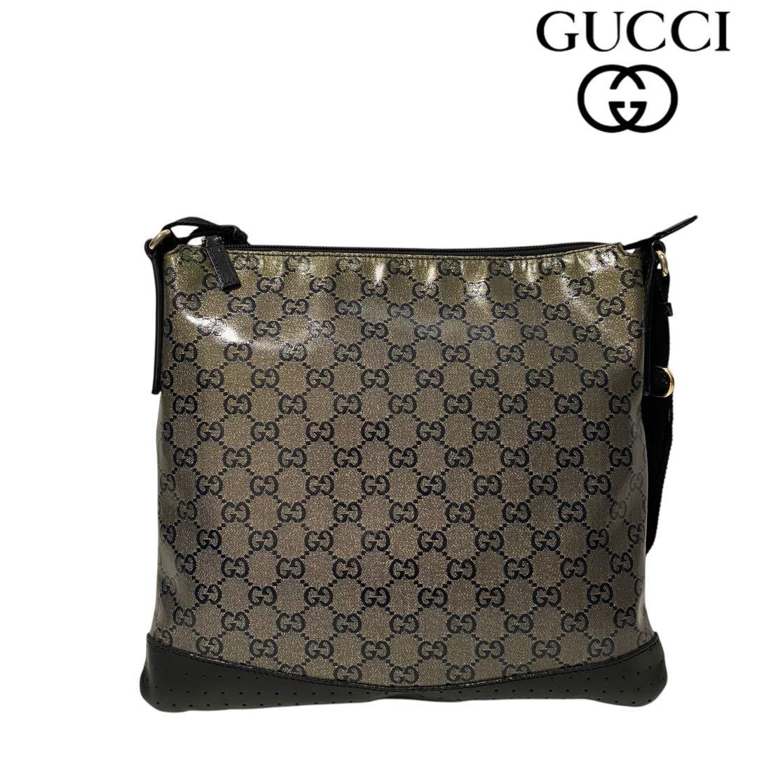 GUCCI GG Crystal Canvas Leather Shoulder Bag Japanese Import