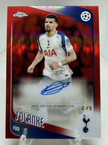 2025-26 Topps Chrome UEFA UCC Dominic Solanke Red Auto /5 Tottenham Hotspur CADS