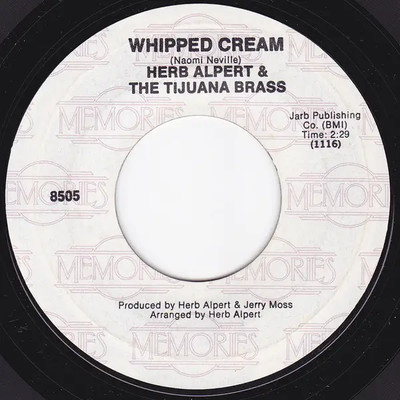 Herb Alpert & The Tijuana Brass Whipped Cream / Mae Vinyl Single 7inch