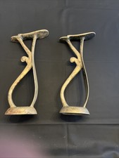 2 Antique Solid Brass Cobbler Shoe Shine Stand Barber Shop Foot Rest 15