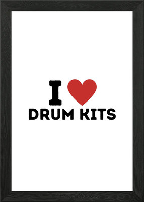 I Love Drum Kits schlicht gerahmtes Wandbild Poster Leinwanddruck Bild