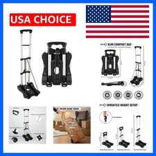 2 Wheels Foldable Luggage Cart with Retractable Handle and Elastic Rope  Lig...