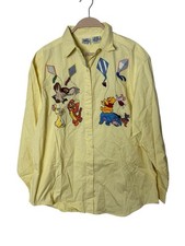 Vintage The Disney Store Winnie The Pooh Embroidered Button Down Shirt yellow L