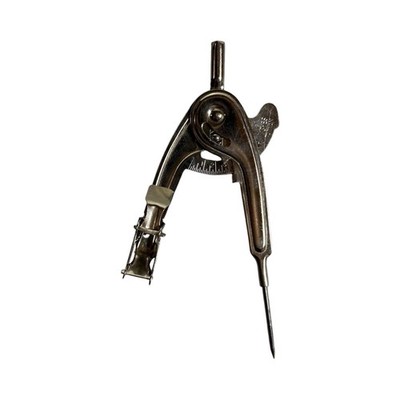 Vintage Metal Drafting Measuring Compass Tool Universal Pencil Clamp Form Taiwan