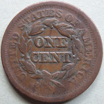 アメリカ合衆国　ブレイディド ヘアー（編んだ髪）タイプ　１セント銅貨　１８５２ 1852 BRAIDED HAIR LARGE CENT 1 C US COIN | eBay