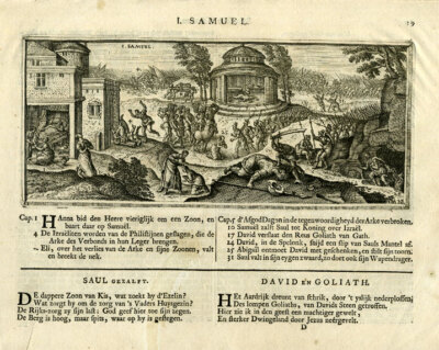 Antiker religiöser Druck - Samuel - David - Saul - Borchtsch - 1717