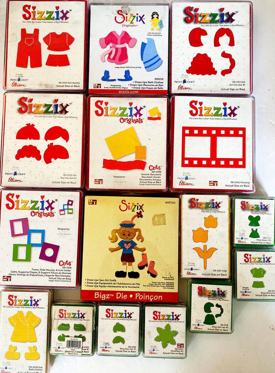 Big Lot of SIZZIX DIES ~ Assorted Pre-Owned Nieuwe reguliere winkel