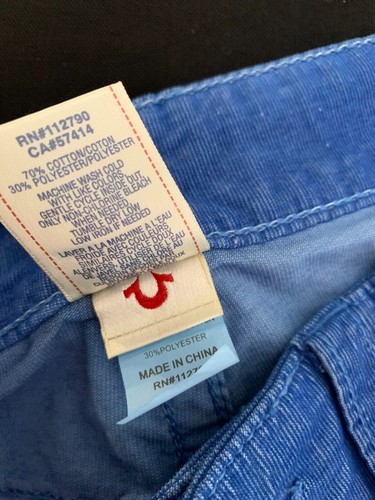 True Religion Bobby Cords Size 12 W 30 VGC blue corduroy jeans straight leg - Picture 7 of 9
