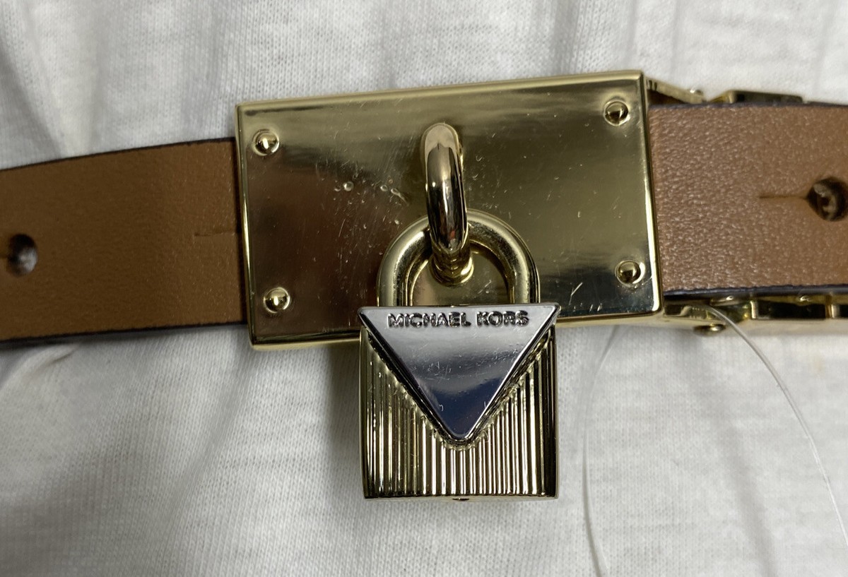 MICHAEL KOR BELT REVERSIBLE LUGGAGE/VANILLA MK LOGO GOLD  display picture 2