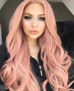 Peach Pink Lace Front Wig Body Wave Full Wigs Baby Hair Long Wavy