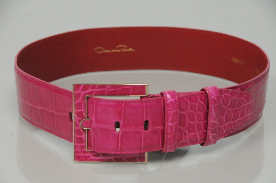$1590 NUEVO Cinturón Oscar de la Renta Cocodrilo Cocodrilo ROSA MAGENTA Pequeño S Foto 3 de 4