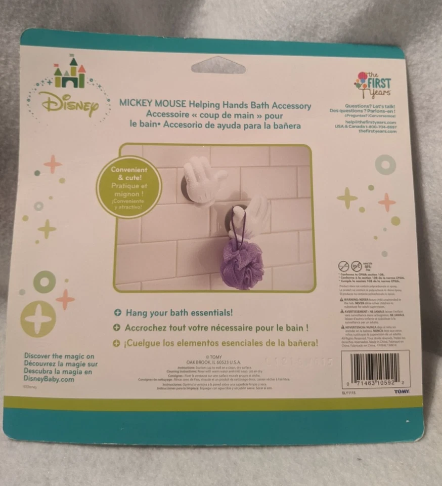 Disney Los Primeros Años Mickey Mouse Manos Ayudantes Baño Accesorio Percha Foto 3 de 4